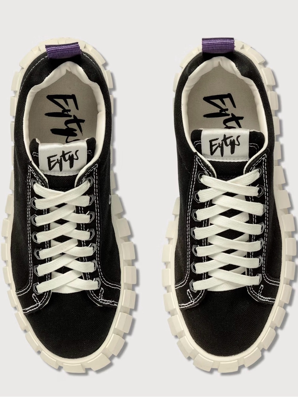 Eytys ODESSA Black & White Chunky Sole Canvas Sneaker Size 9